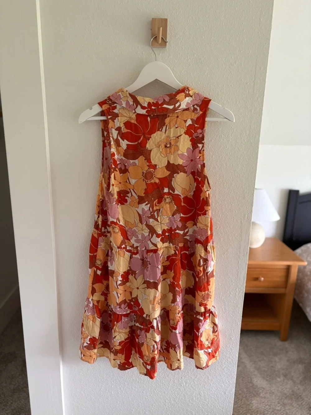 Show Me Your Mumu Orange Pink Cream Floral Tiered Dress - Picture 8 of 11
